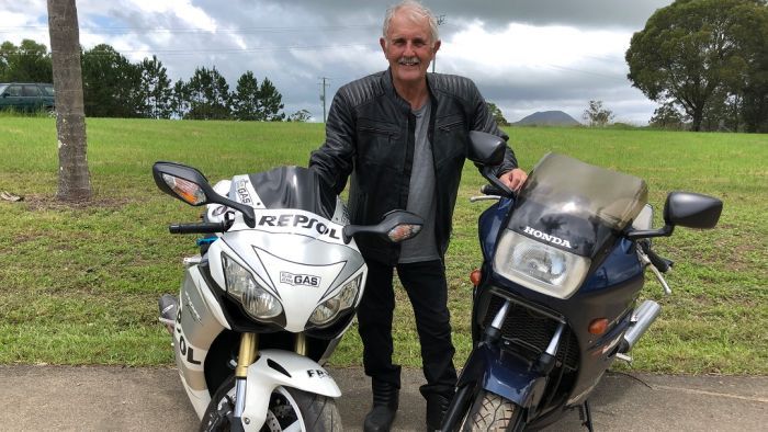 Rider John Laarkamp hopes a Sunshine Coast town will be recognised as motorcycle friendly. Photo: ABC