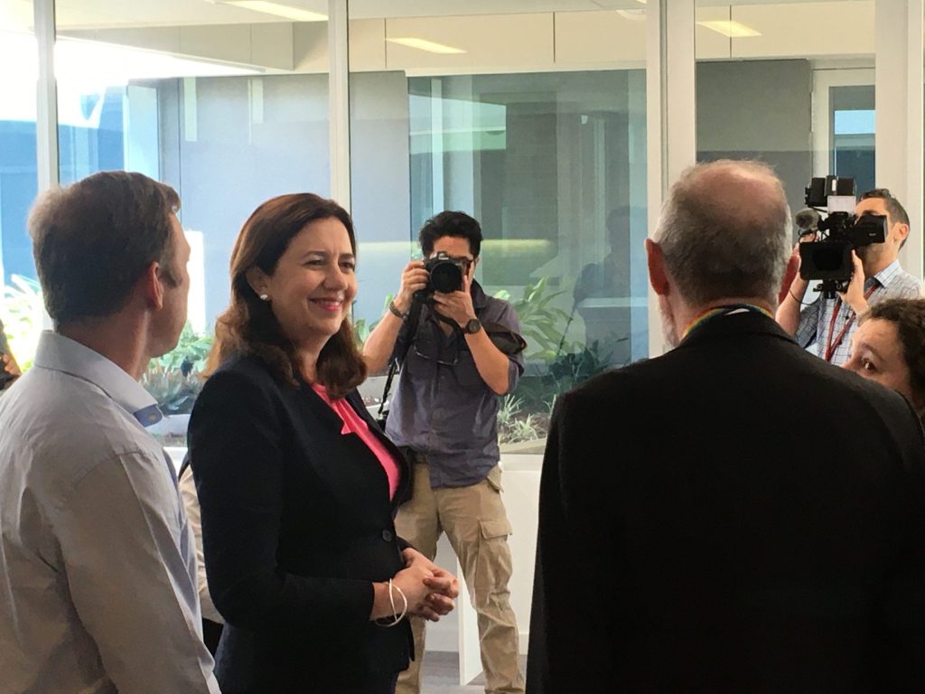Premier Annastacia Palaszczuk inspects work on Jacaranda Place, a youth mental health treatment facility in Brisbane.