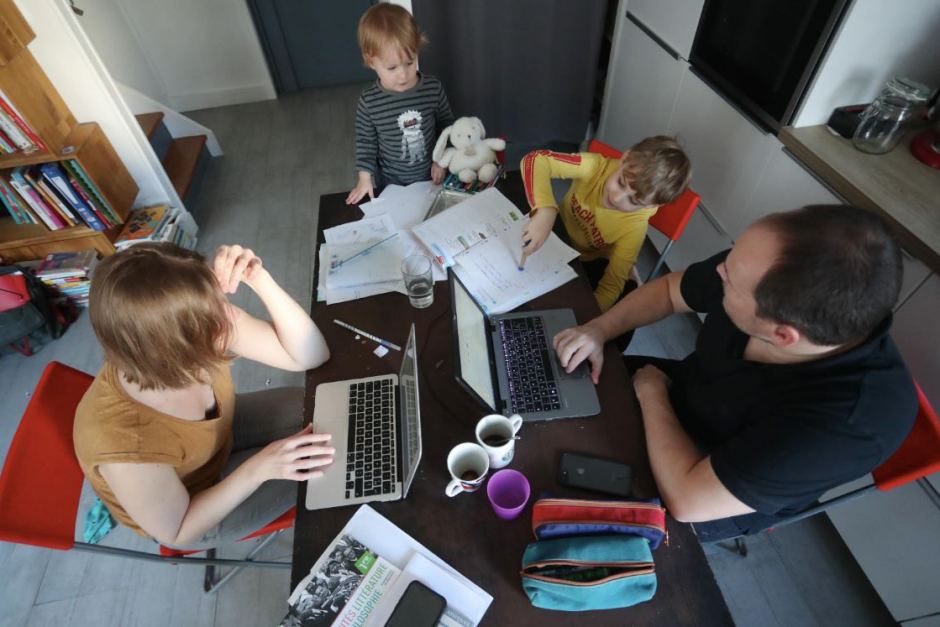 Finding a quiet moment to yourself can feel impossible when working at home with a partner and children. (Getty: Xavier Laine)