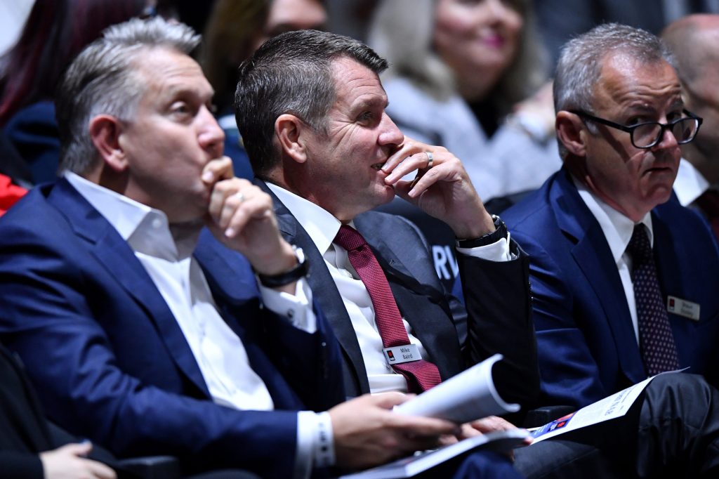 Former NSW premier Mike Baird has announced he will stand down as the head of NAB's consumer bank. (Photo: Joel Carrett/AAP PHOTOS)