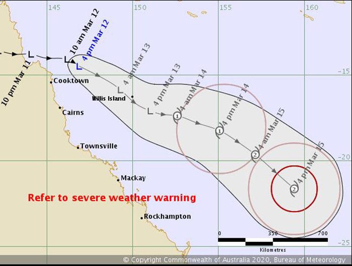 Thumbnail for Cyclone Gretel tipped to form off coast tonight, move further away