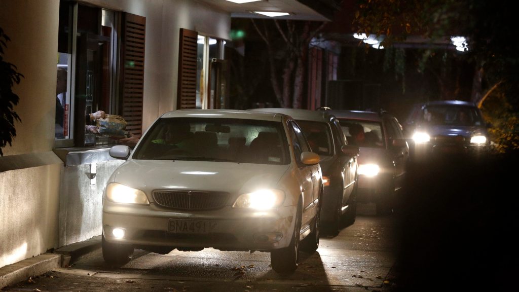 Thumbnail for Kiwis celebrate end of month-long lockdown by flocking to … Maccas