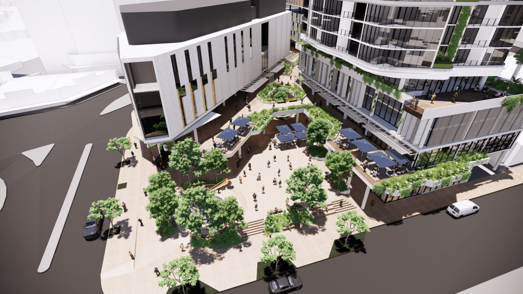 An overview image of the planned $450 million Toowong Town Centre