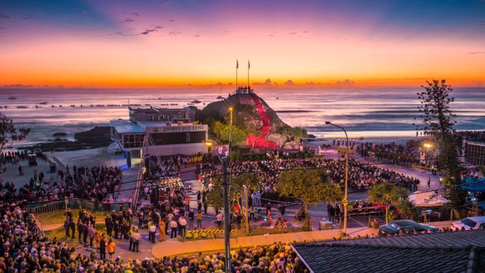 The Anzac Day dawn service at Currumbin can attract about 20,000 people. Photo: ABC licensed