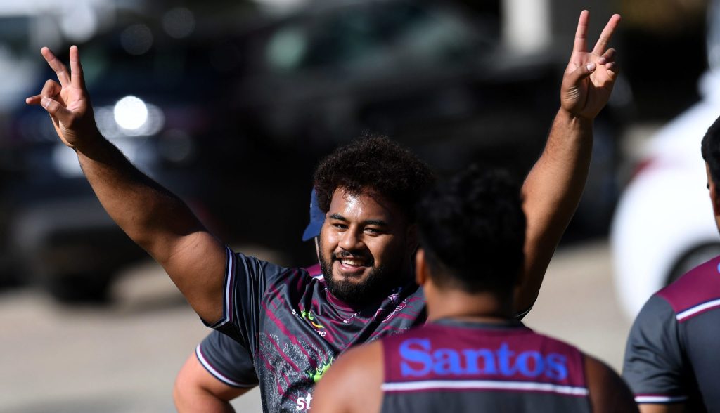 Senior Queensland Reds players such as Taniela Tupou, seen at training this week, have accepted a COVID-related pay cut to get the game back under way - but three young stars have broken ranks. (Photo: AAP Image/Dan Peled) 