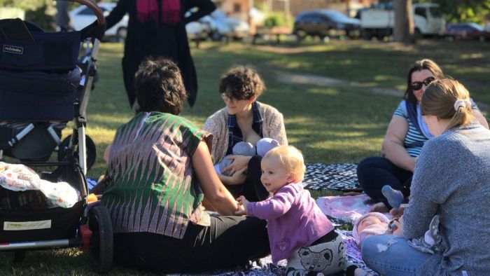 These mothers are glad to no longer be isolated at home. (Photo: ABC)