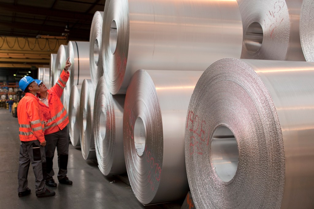 Bauxite is used in the production of aluminium.