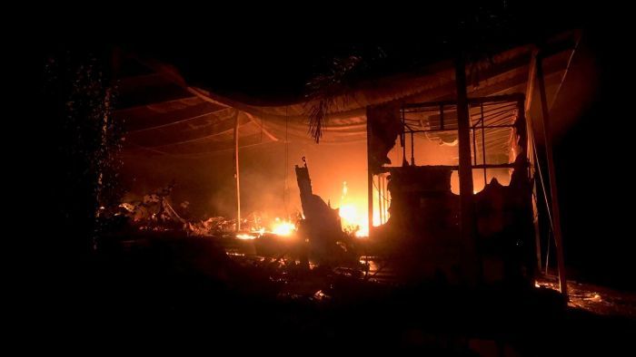 The scene of a fire in Dimbulah, west of Cairns, after a bank of lithium-ion batteries failed and ignited. Photo: ABC