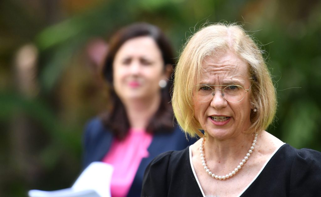 Premier Annastacia Palaszczuk has paid tribute in Parliament to Chief Health Officer Dr Jeannette Young. (Photo: AAP Image/Darren England) 