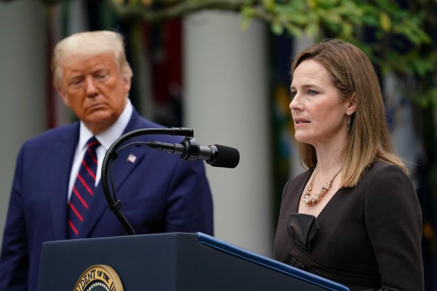 US President Donald Trump and his nominee for the US Supreme Court Amy Coney Barrett (ABC photo).