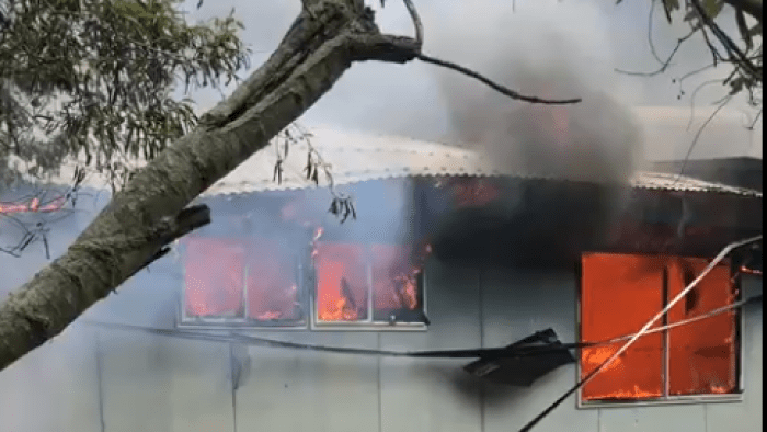 Fire has destroyed accommodation facilities at the abandoned Great Keppel Island resort. (Photo: ABC)