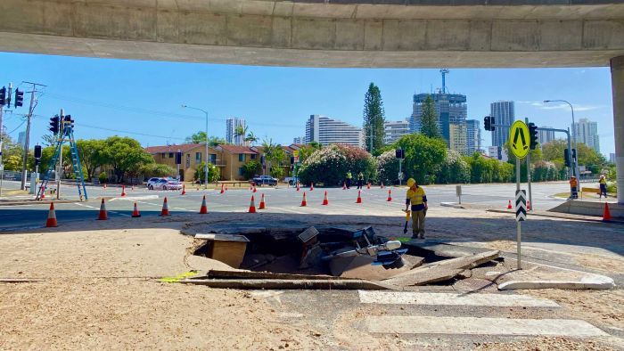 Thumbnail for Huge sinkhole shuts down one of Gold Coast’s busiest roads