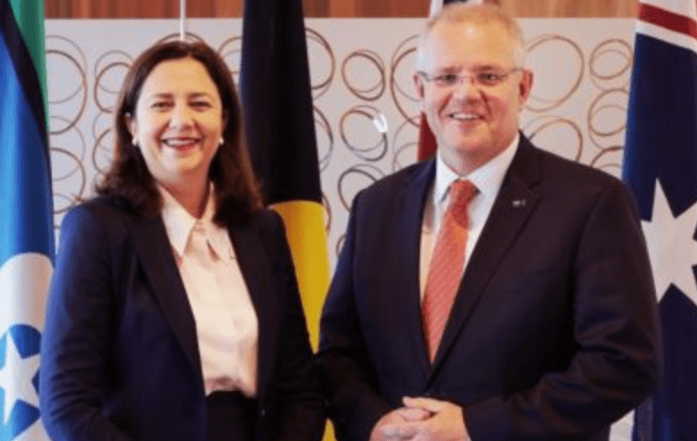 Scott Morrison might want to score some points off Annastacia Palaszczuk but he can’t afford to antagonise Queenslanders who still hold their Premier in very high regard. (Photo: AAP)
