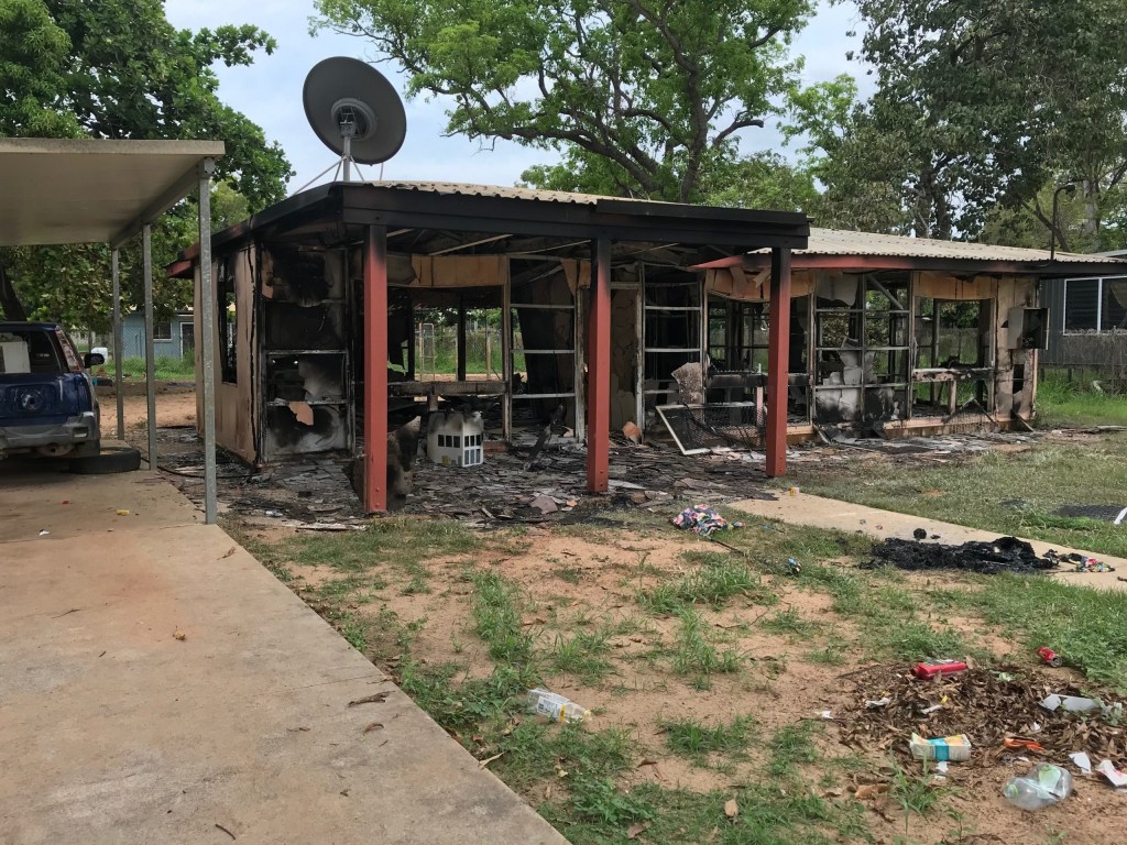 At least six homes were set on fire in Aurukun following the alleged murder of a 37-year-old man. (Photo: AAP Image/Supplied by Queensland Police)