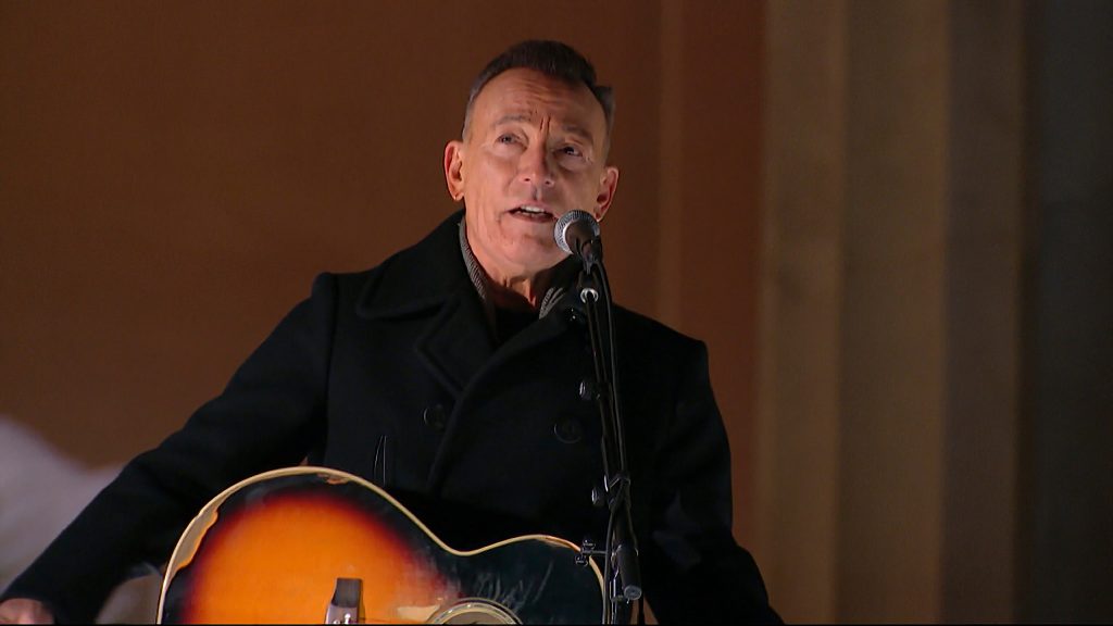 Bruce Springsteen performs during a Celebrating America concert on Wednesday, Jan. 20, 2021, part of the 59th Inauguration Day events for President Joe Biden. (Source: Biden Inaugural Committee via AP)