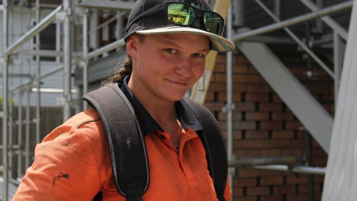 Carpentry apprentice Emily Bailey. Photo: ABC