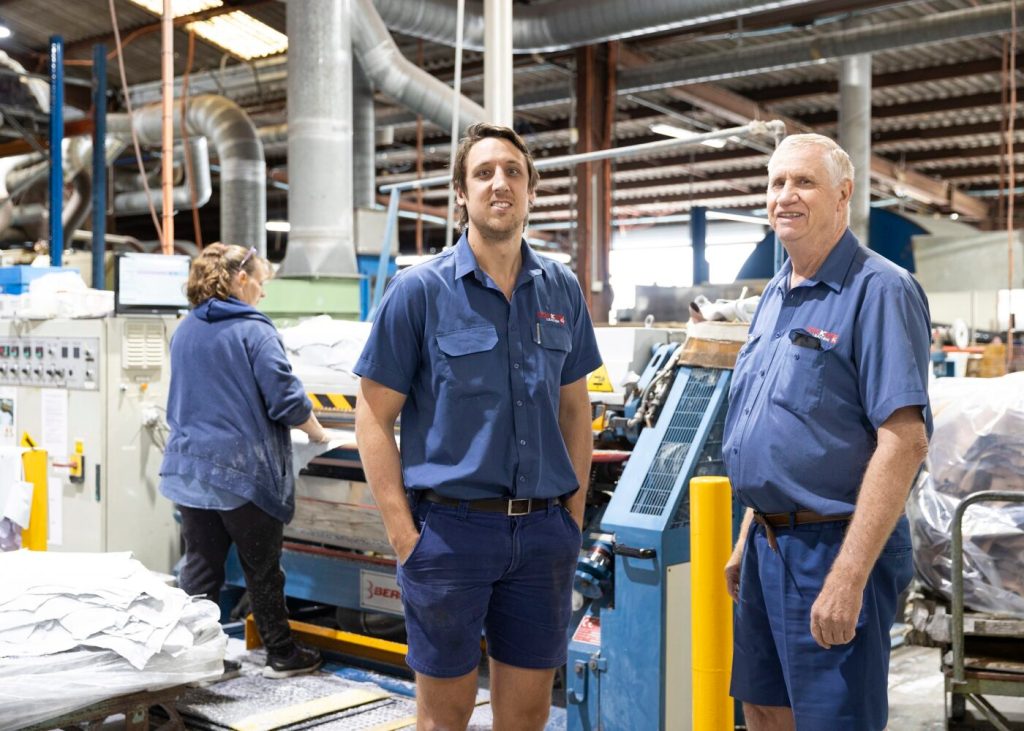 Lindsay Packer, chairman of Packer Leather with son Mark, in charge of production planning