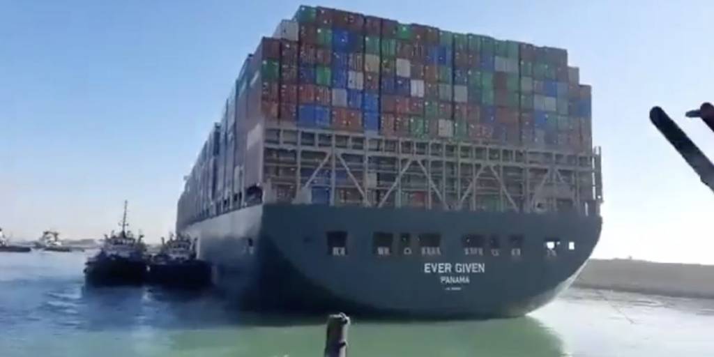 Thumbnail for Free at last: Suez traffic resumes as giant container ship refloated