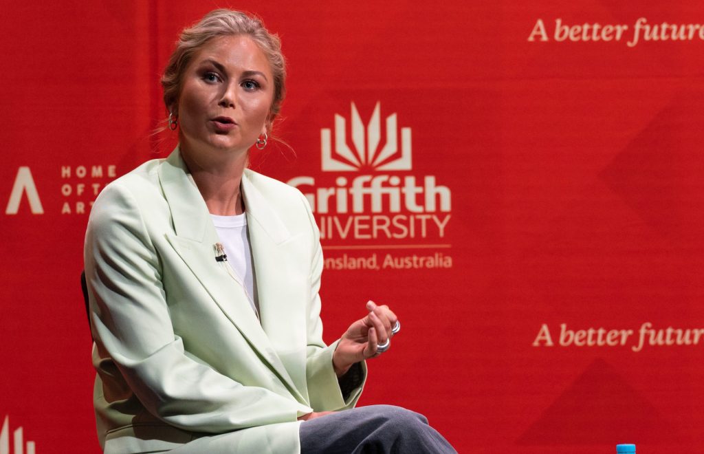 Former Australian of the Year Grace Tame has suffered broken bones in a bicycle "stack".(image: Griffith University)