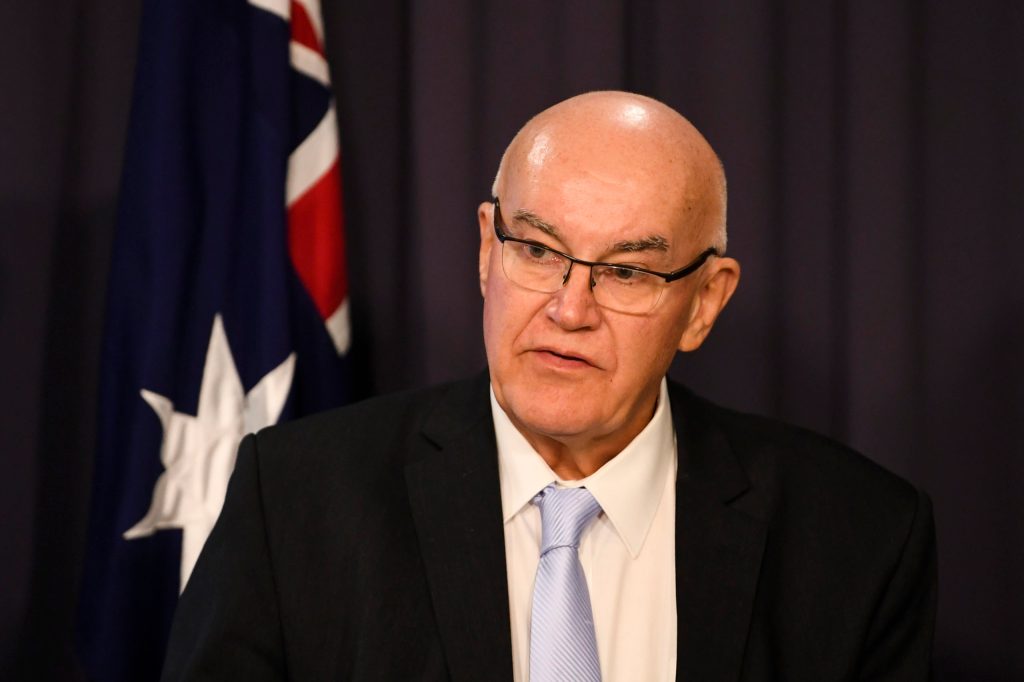 Therapeutic Goods Administration's Professor John Skerritt speaks to the media (Photo: AAP/Lukas Coch)