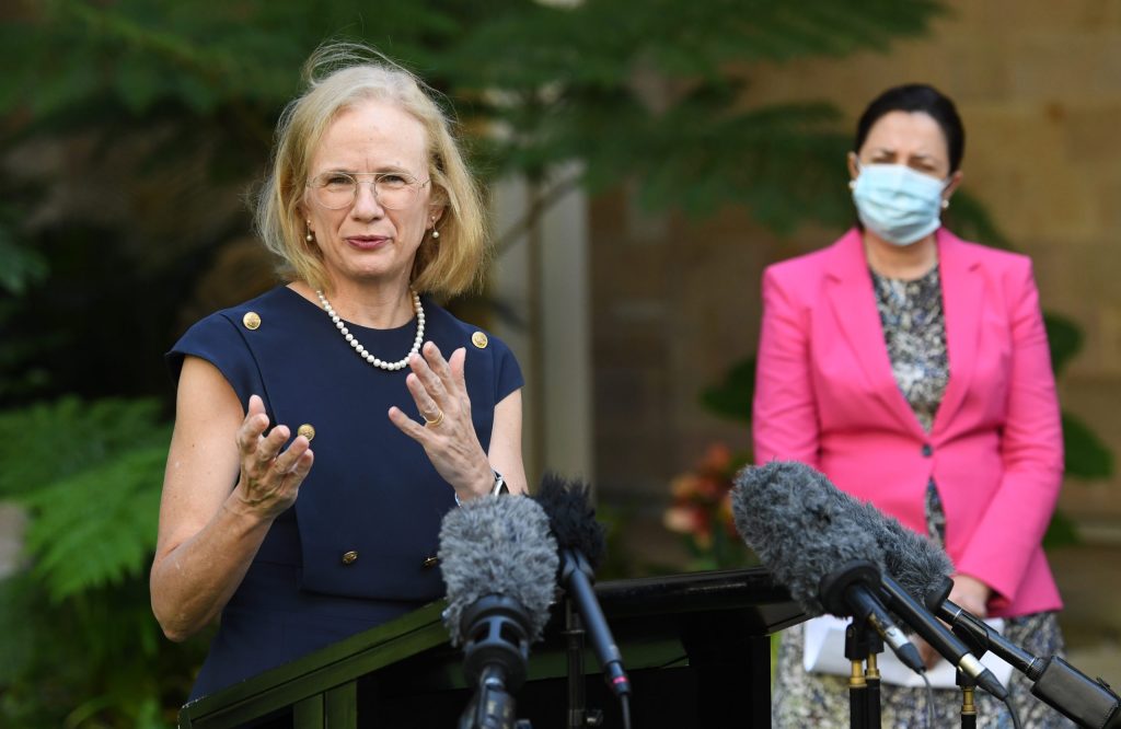 Queensland Chief Health Officer Jeannette Young and Premier Annastacia Palaszczuk.  (AAP Image/Darren England) 