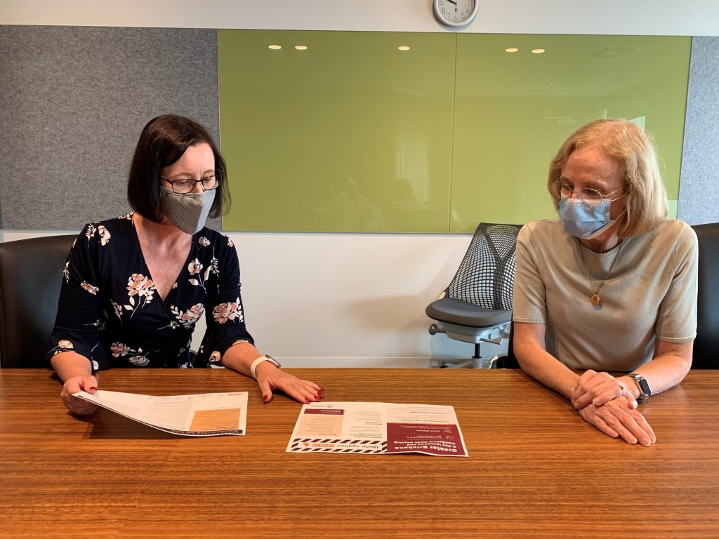 Health Minister Yvette D'Ath (left) and Chief Health Officer Jeannette Young (right) discussing plans during the January lockdown. (Supplied)