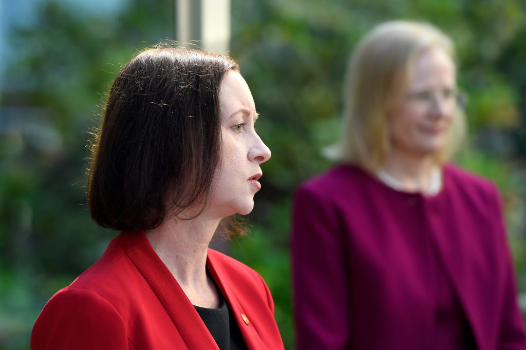 Health Minister Yvette D'Ath and Chief Health Officer Jeannette Young. (AAP Image/Albert Perez) 
