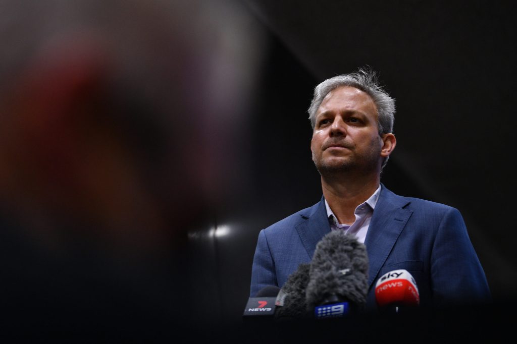 Victorian Chief Health Officer Brett Sutton addresses the media during a press conference in Melbourne. (AAP Image/James Ross)