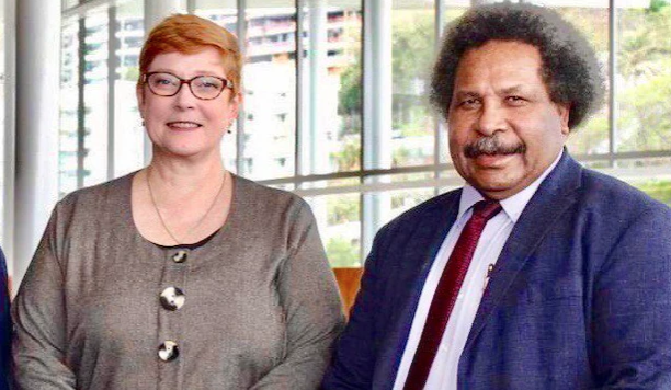 Australia's Foreign Minister Marise Payne with her Papua-New Guinea counterpart Soroi Eoe - who enjoys better access to Beijing than Australia does (Photo: ABC)