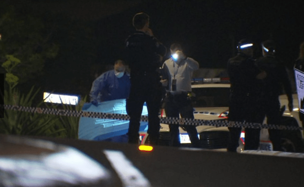 Police at the scene of Wednesday night's fatal stabbing in Newmarket. A woman will face court charged with murder (Photo:ABC).