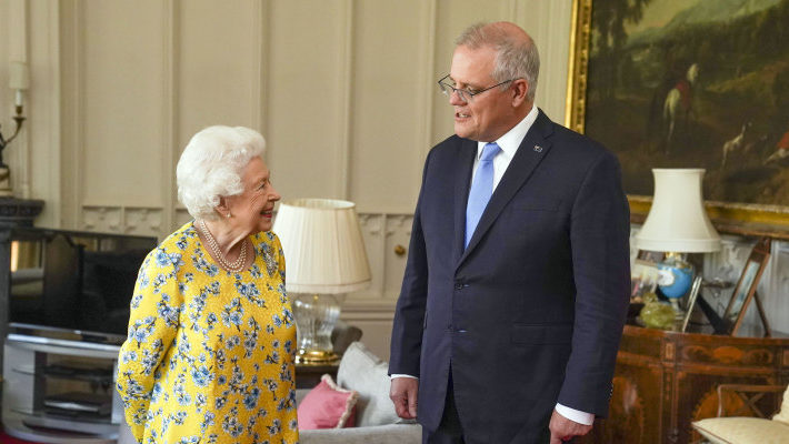 Prime Minister Scott Morrison told Queen Elizabeth she had been "quite the hit" at the G7 conference. (AP Image)