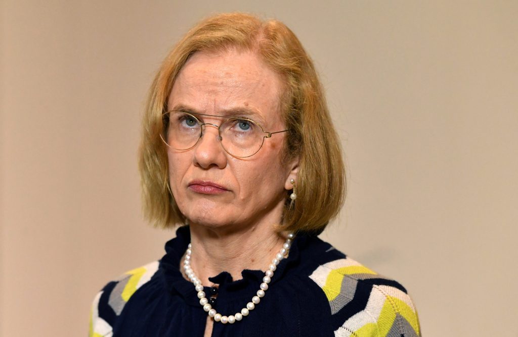 Queensland Chief Health Officer Dr Jeannette Young is seen during a press conference in Brisbane,  Thursday, July 1, 2021. (AAP Image/Darren England) 