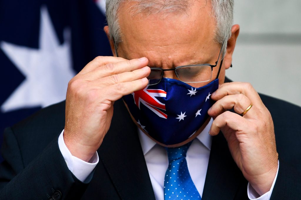 Prime Minister Scott Morrison has tested positive for Covid. (AAP Image/Lukas Coch)