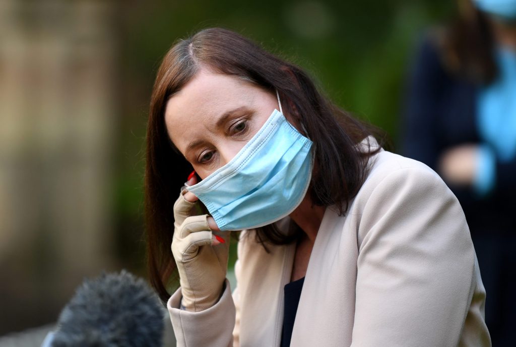 Queensland Health Minister Yvette D’Ath is seen during a press conference at Parliament House in Brisbane, Friday, July 16, 2021. (AAP Image/Dan Peled) NO ARCHIVING