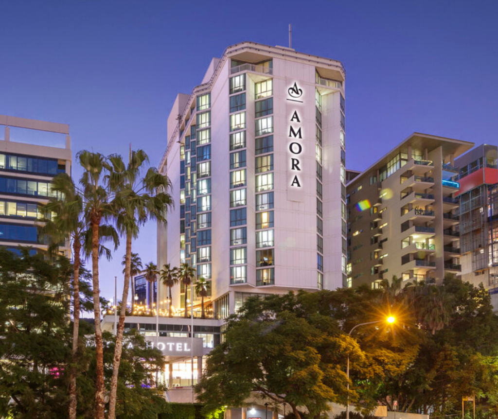 A man caught COVID-19 from another traveller staying in the room opposite him in Brisbane's Amora Hotel. (Supplied)