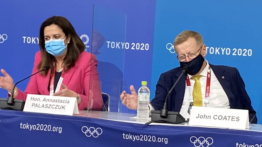 AOC President John Coates gave a very public dressing-down to Premier Annastacia Palaszczuk over her plans not to attend the Tokyo Olympics opening ceremony (Photo: Twitter, Daniel Sutton)