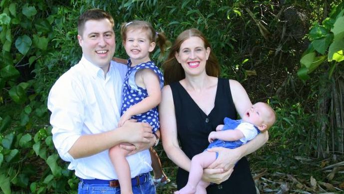 LNP pre-selection candidate Henry Pike, pictured with wife Kate, daughter Laura and son Christian.