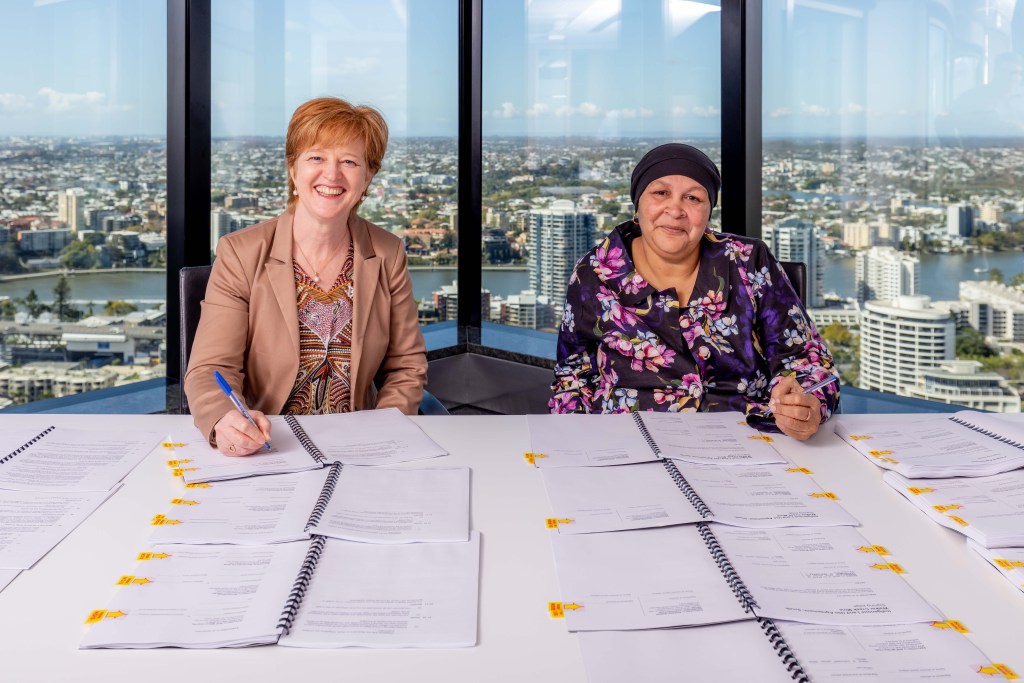 BMC Asset President Elsabe Muller and Barada Barna Aboriginal Corporation chairperson Luarna Walsh.
Photo by Luke Marsden.