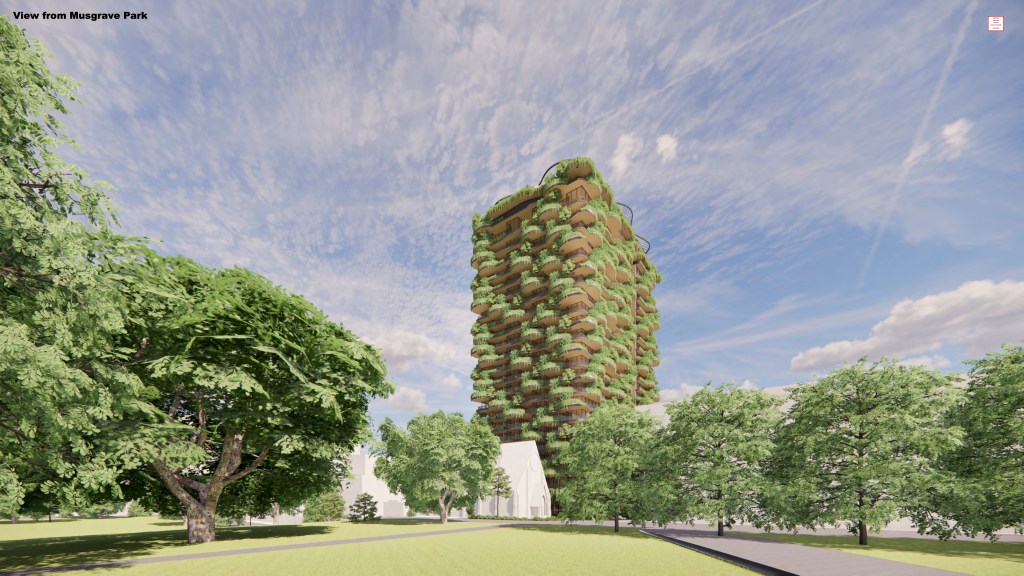 Thumbnail for Still green but less grand: Planned South Brisbane apartment tower shrinks