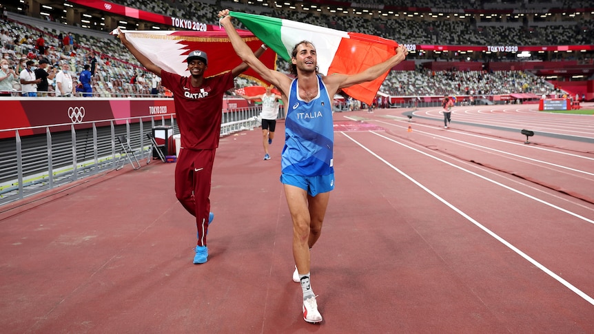 Qatar's Mutaz Barshim and Italy's Giancarlo Tamberi were happy to let friendship trump rivalry, agreeing to share high jump gold.(AP/Pool Photo: Christian Petersen)