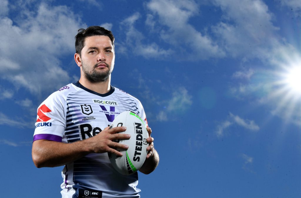 Melbourne Storm star Brandon Smith, has been offered up to the highest bidder in a bizarre Dutch auction for his services (Photo Darren England, AAP)