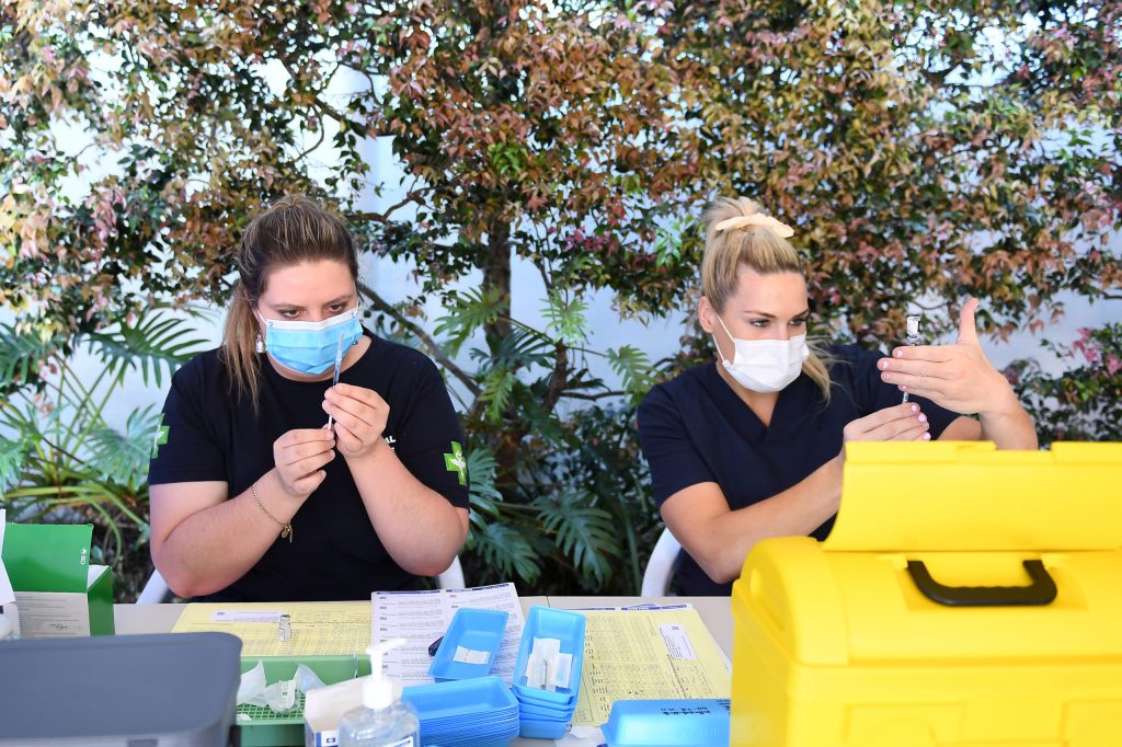 A pop-up vaccination clinic to help lift jab rates when the pandemic was at its height. (AAP Image/Albert Perez) 