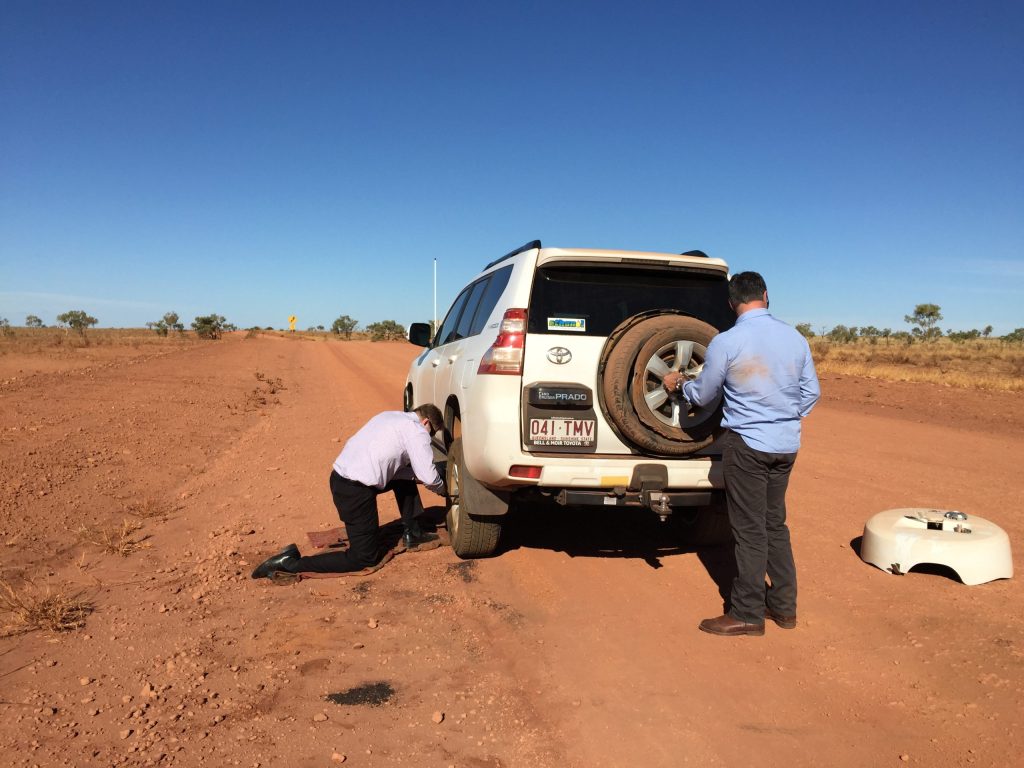 Flat tyres are part of a day's work, says MP for Traeger Robbie Katter. (Image supplied)