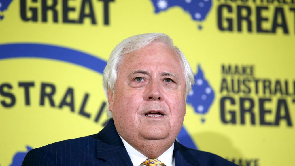 Clive Palmer speaks to the media during an United Australia Party announcement in Brisbane (AAP Image/Jono Searle)