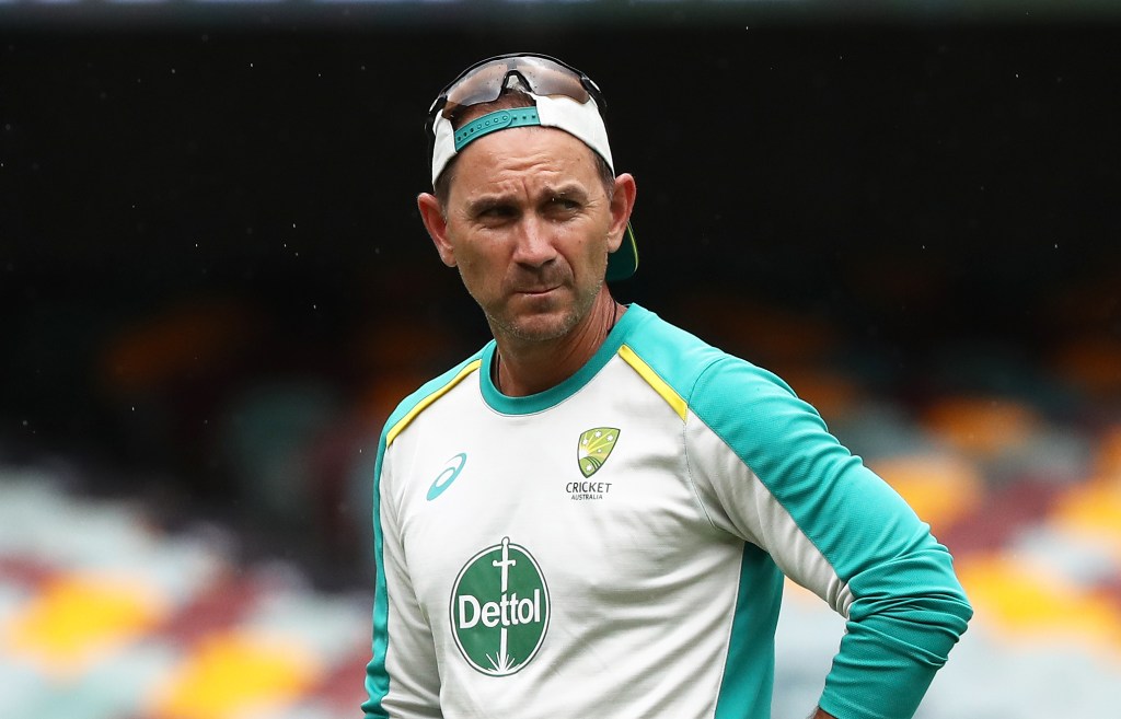 Australia's Coach Justin Langer during a nets session at The Gabba, Brisbane: (Jason O'Brien/PA Wire). 