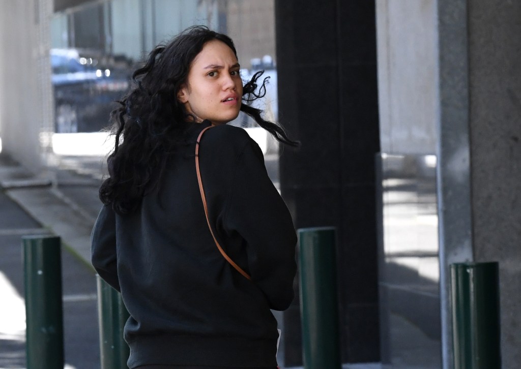 Te Raukura Anahera Alexander is seen leaving the Brisbane Watchhouse after being granted bail in Brisbane. Alexander allegedly tried to poison her housemates as payback for mistreating her kittens, a Brisbane court has been told. (AAP Image/Darren England) 