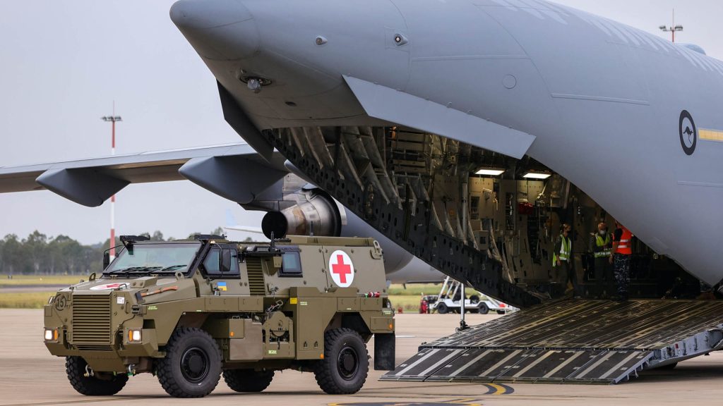 Thumbnail for Helping hand: Aussie Bushmasters on their way to Ukraine