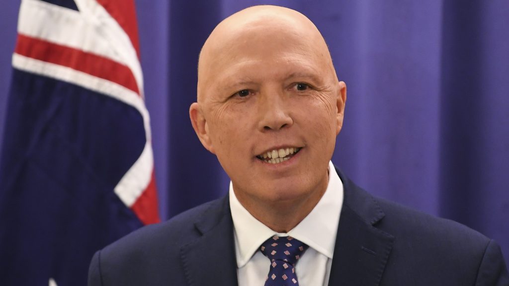 Opposition Leader Peter Dutton took aim at the big end of town in his Budget reply speech. (AAP Image/Lukas Coch) 