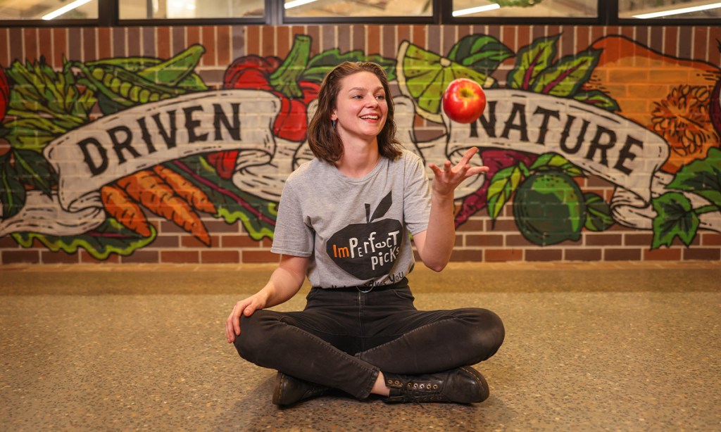 Harris Farm Markets staff member Indiya Donoghure celebrates Harris Farm Markets at West Village.