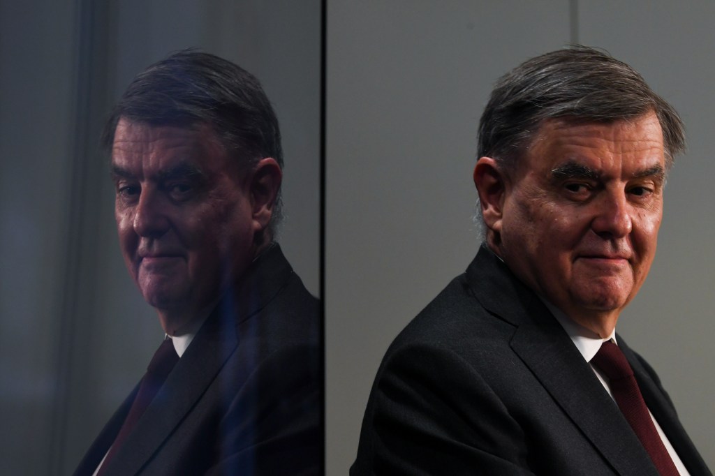 Secretary of the Department of Health Brendan Murphy speaks to the media during a press conference at Parliament  House in Canberra, Tuesday, October 5, 2021. (AAP Image/Lukas Coch) NO ARCHIVING